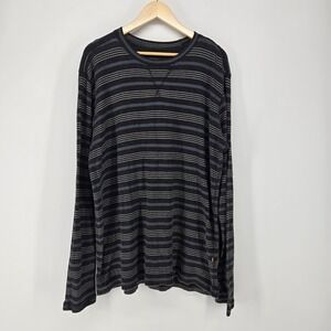 Quiksilver Men Large Long Sleeve Striped Shirt Stripe Crew Neck Tee y2k surf